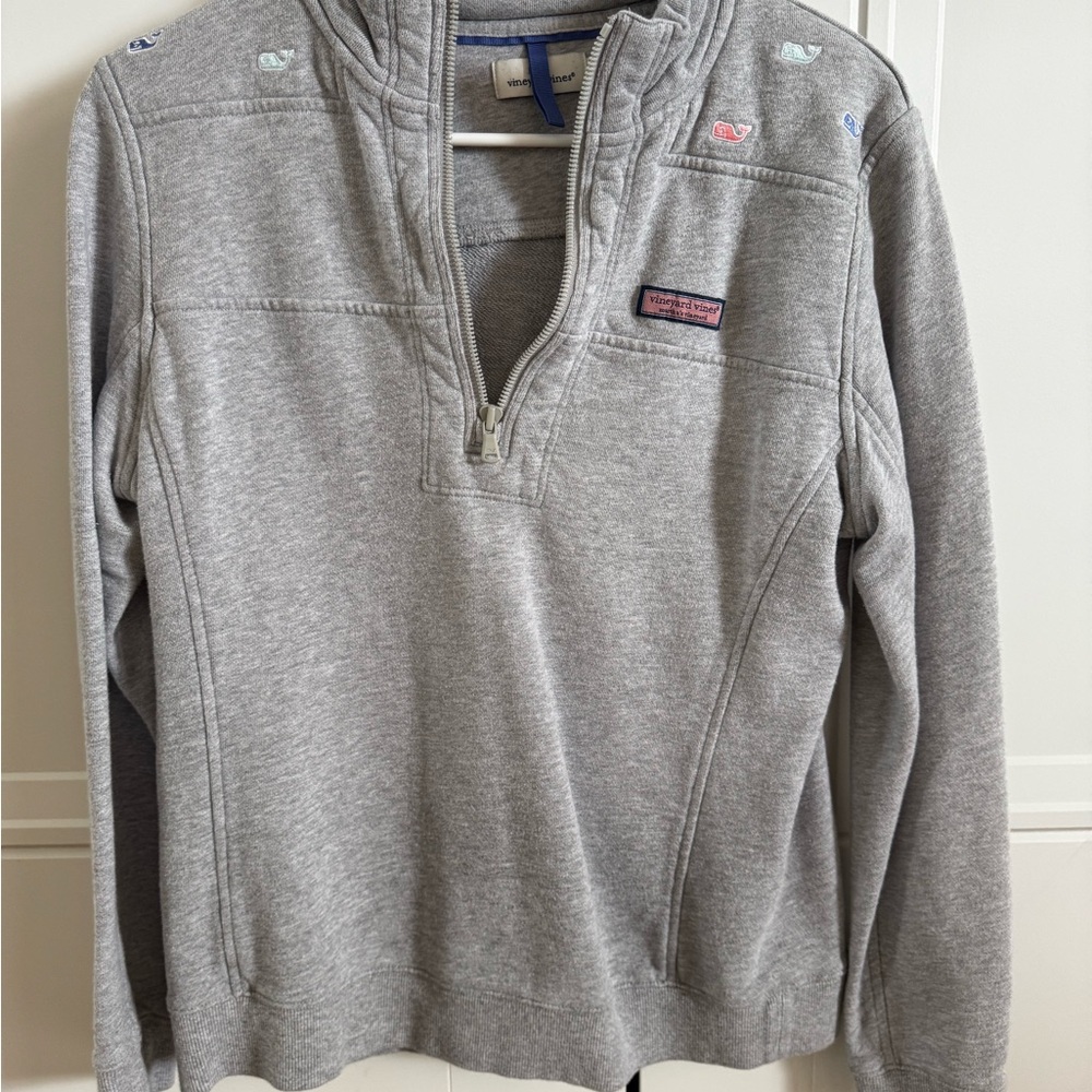 Vineyard Vines Heather Gray Zip-Up Sweater